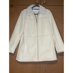 Liz Claiborne Womens Winter Coat Faux Suede Faux Fur Lined Zipper Coat Jacket